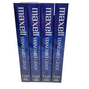 Maxell T-120 VHS Blank Tapes Standard Grade 6 Hour Lot of 4 VCR Sealed Recording